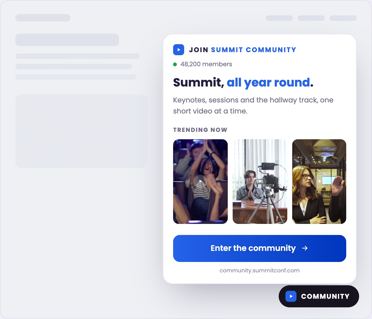 El feed de captación abierto en el sitio del evento